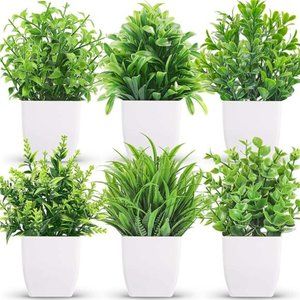 6 Packs Small Fake Plants Artificial Plants Indoor for Home Farmhouse Bedroom